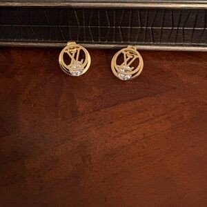 Gold Circle Stud Earrings